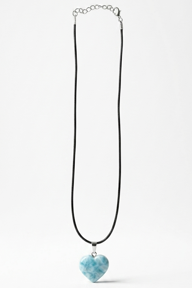 Natural Blue Aragonite Heart Necklace (Afghanistan Mines)