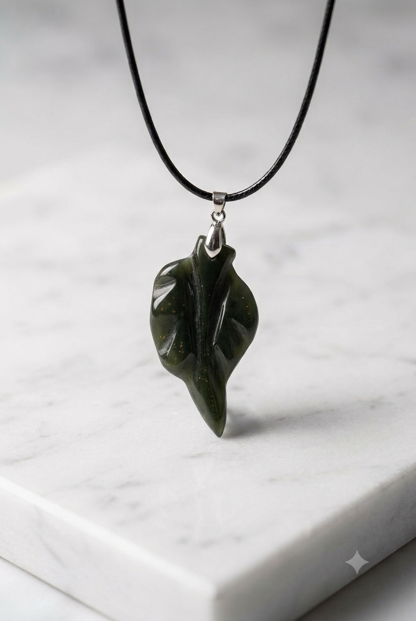 Natural Nephrite Jade Leaf Pendant – Mohmand Agency, Pakistan