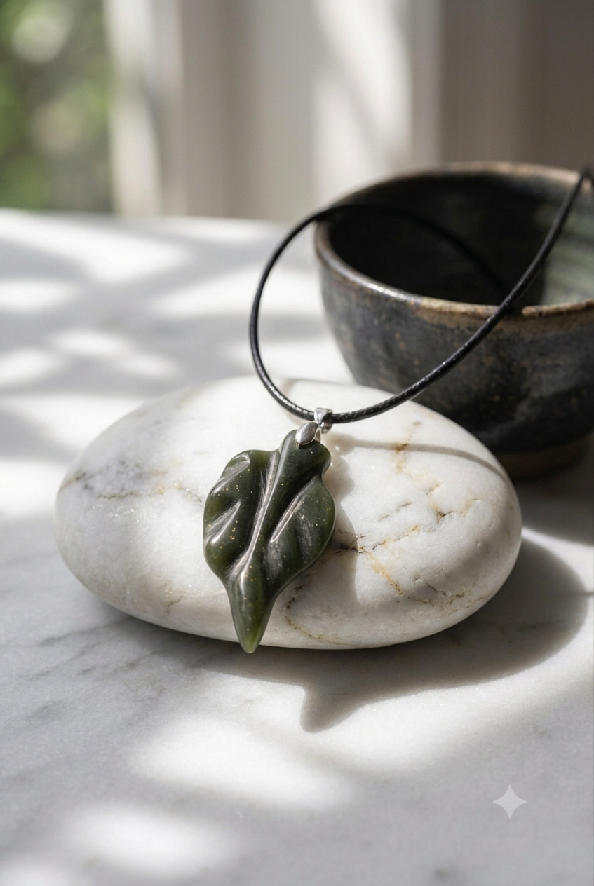Natural Nephrite Jade Leaf Pendant – Mohmand Agency, Pakistan
