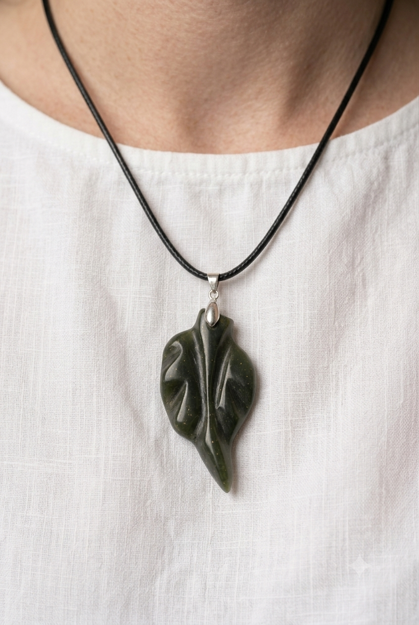 Natural Nephrite Jade Leaf Pendant – Mohmand Agency, Pakistan