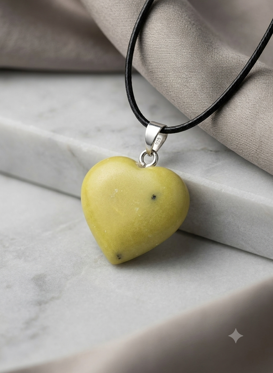 Natural Yellow Serpentine Heart Pendant – Afghanistan Mines