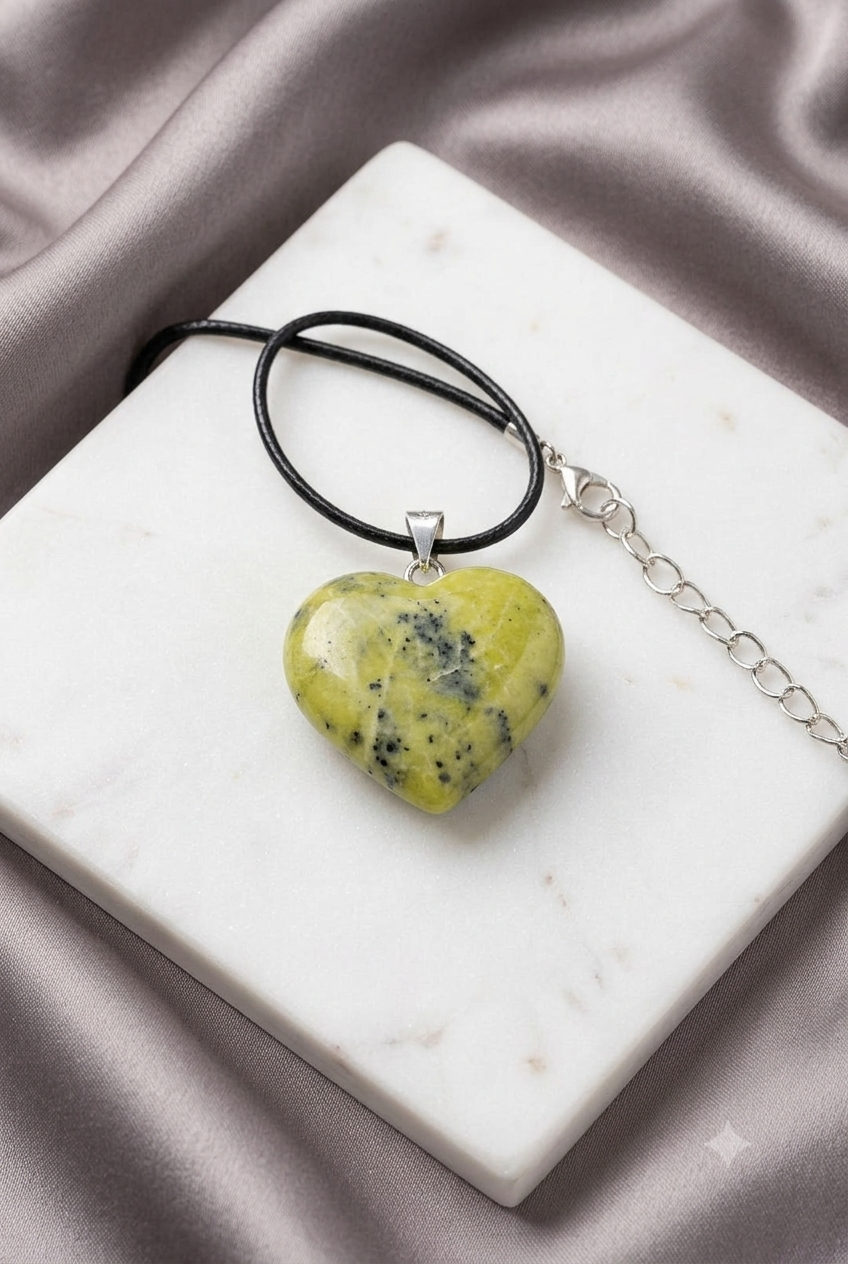 Natural Yellow Serpentine Heart Pendant – Afghanistan Mines