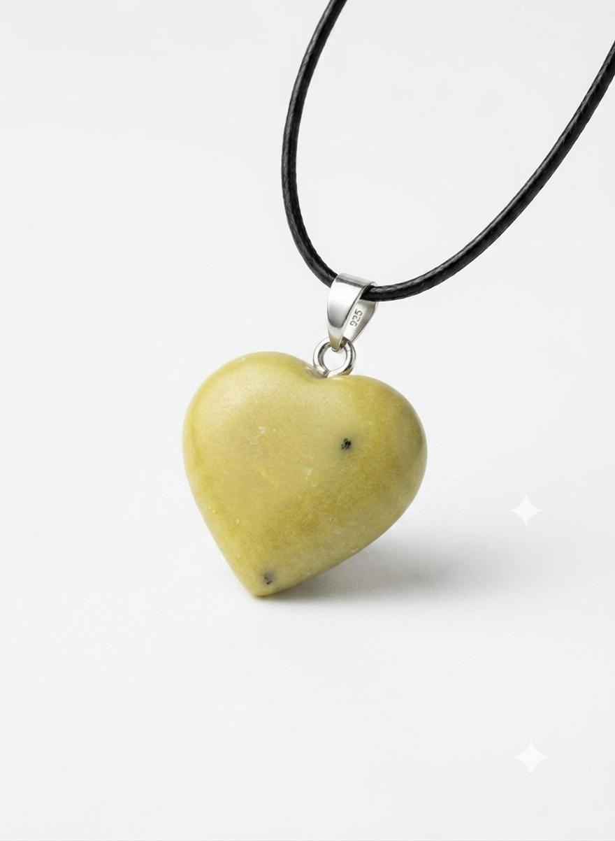 Natural Yellow Serpentine Heart Pendant – Afghanistan Mines