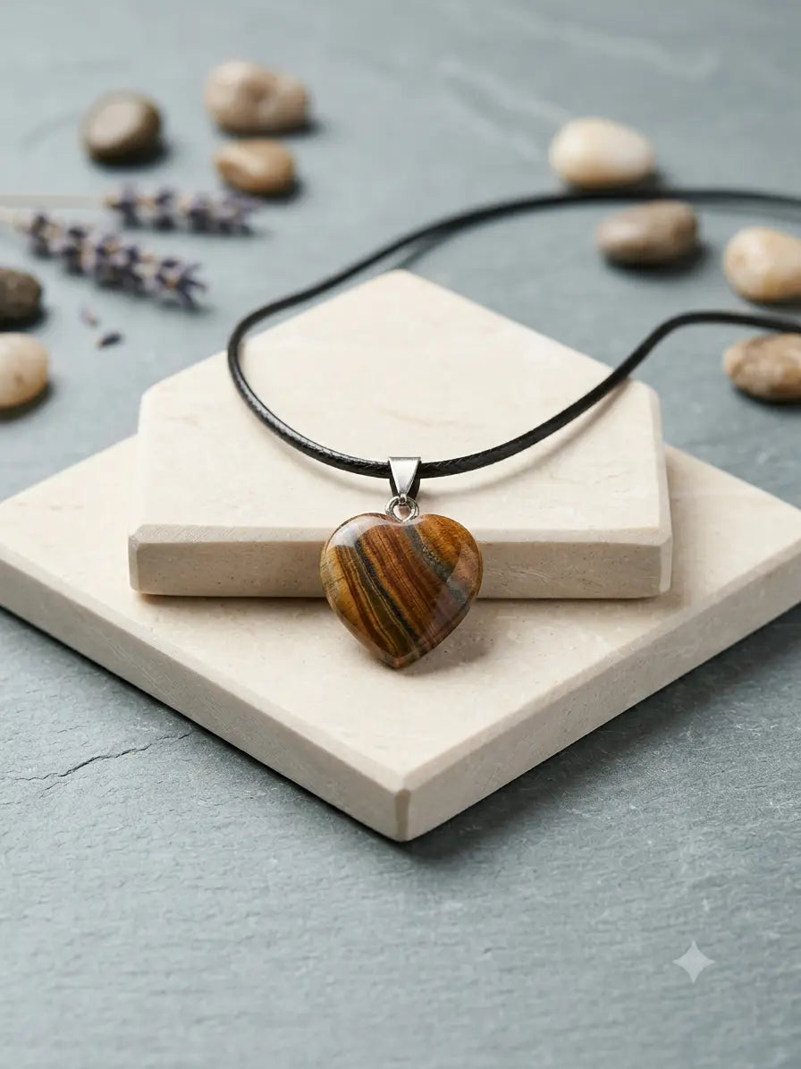 Natural Afghan Jasper Heart Pendant – Small Size Gemstone Necklace | Unique Handmade Stone Jewelry