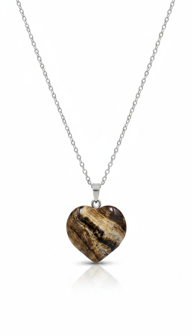 Trova il tuo Equilibrio con questo Pendente a Cuore in Calcite Cioccolato 100% Naturale