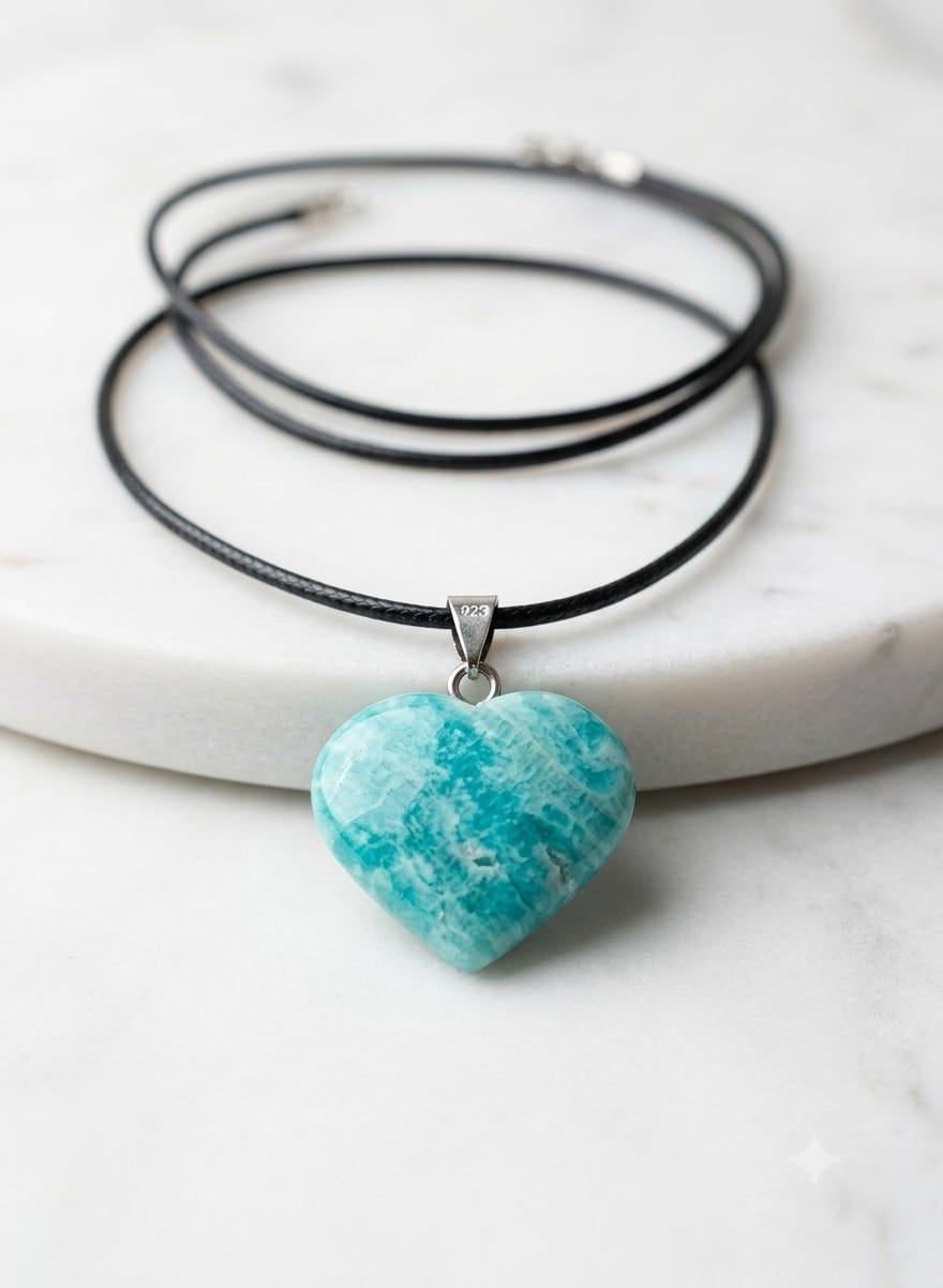 Natural Blue Aragonite Heart Necklace (Afghanistan Mines)