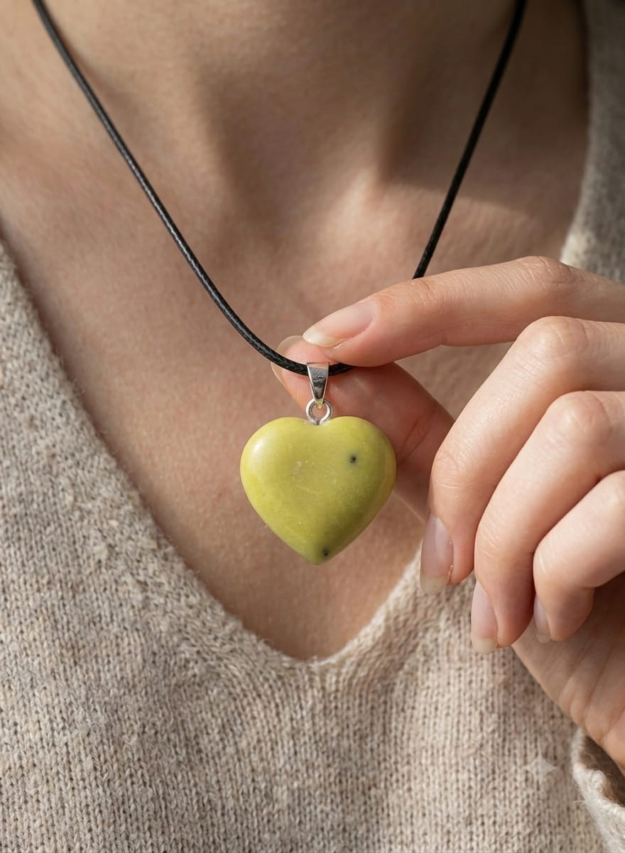 Natural Yellow Serpentine Heart Pendant – Afghanistan Mines